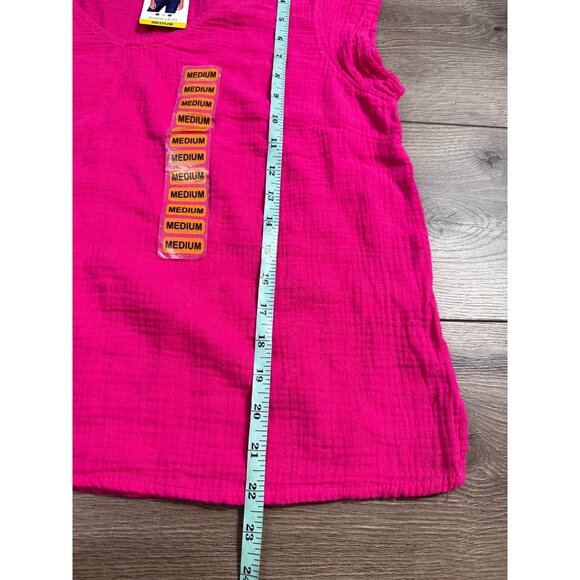 Three Dots Fuchsia Double Gauze Top NWT M - Picture 6 of 8